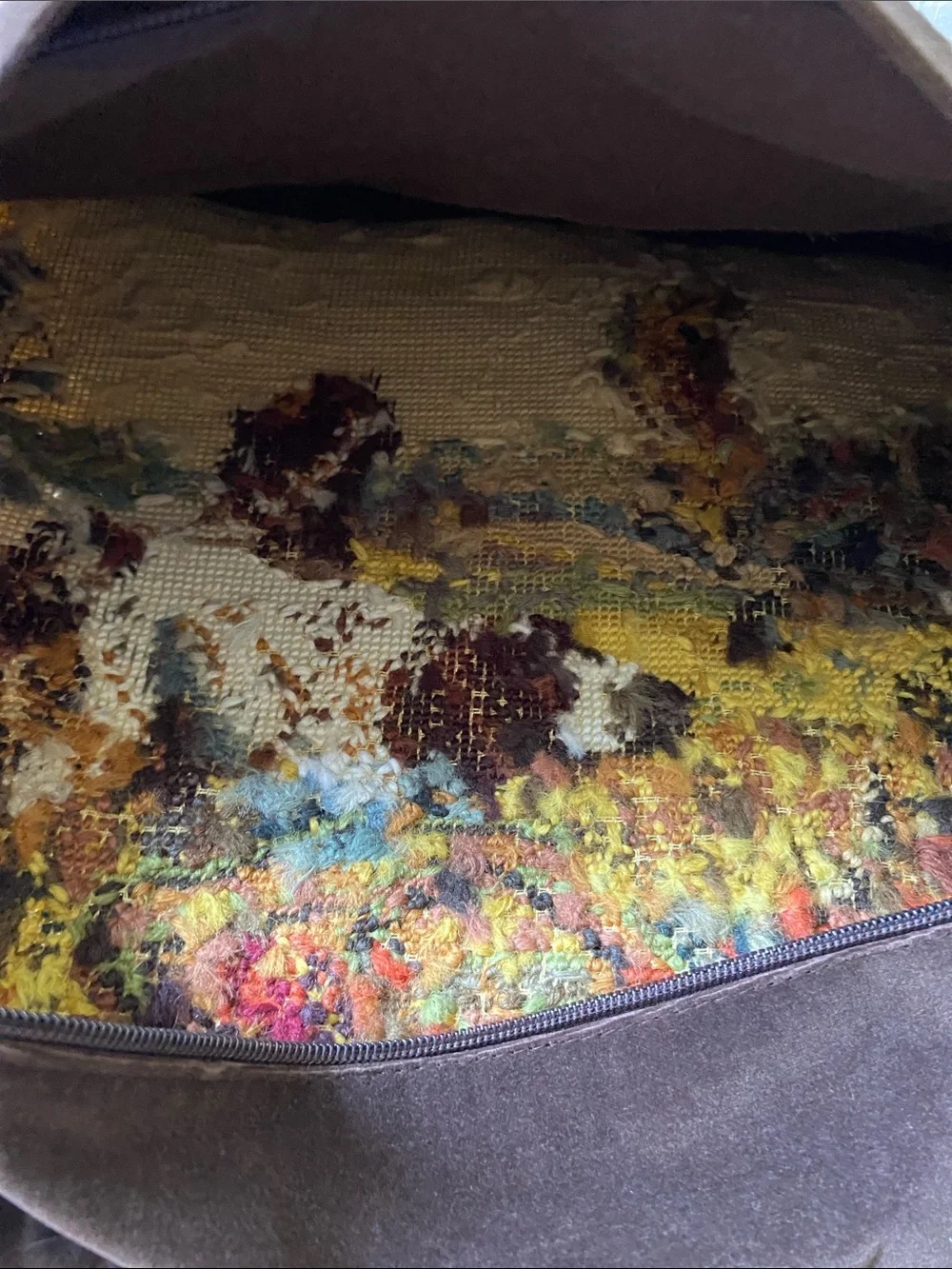 Vintage Needlepoint Scenic Dog Pillow Cover in Autumn Hues